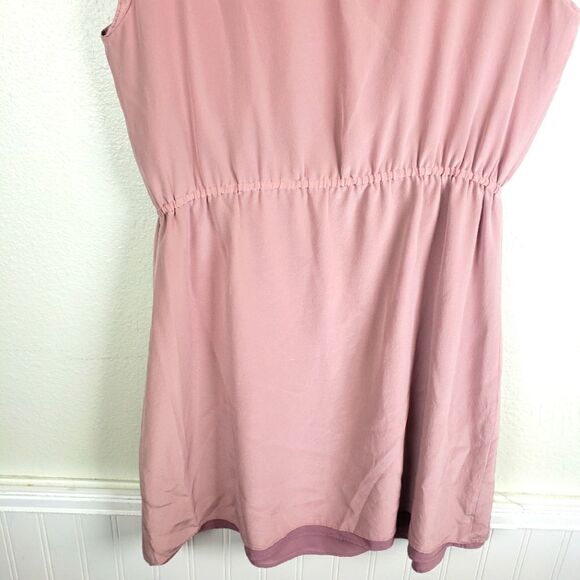 Women's Fossil Fanned Button Lilac Mauve Short Elegant Silk Dress Size Small - Picture 10 of 12